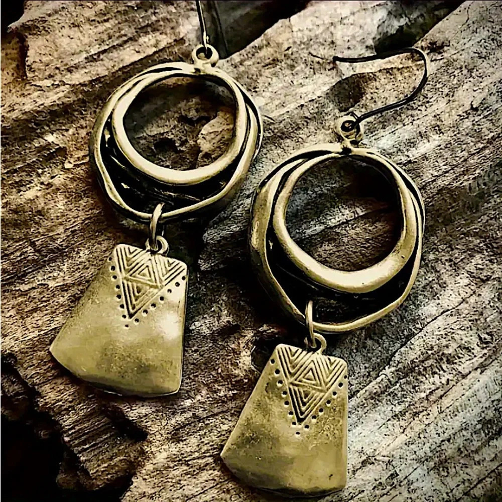 Gold Boho Geometric Irregular Dangle Earrings